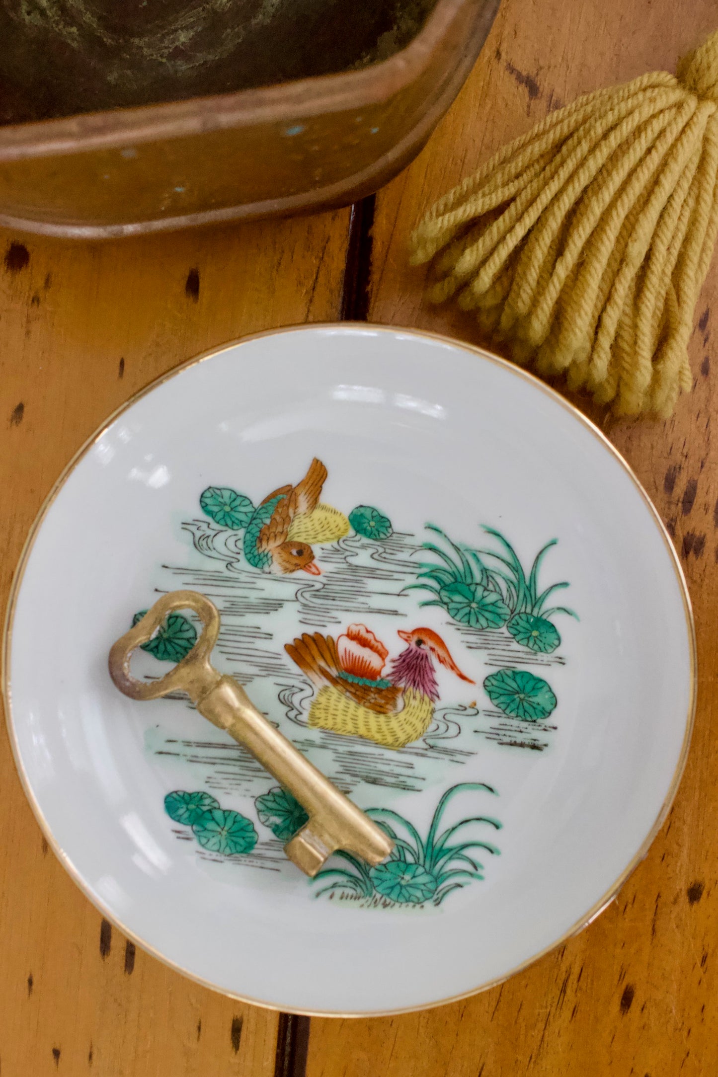 Vintage Mandarin Duck Trinket Dish