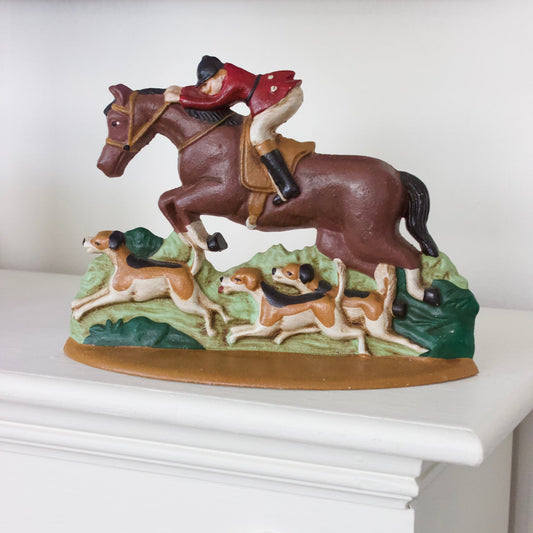 Vintage Fox Hunt Cast Iron Doorstop